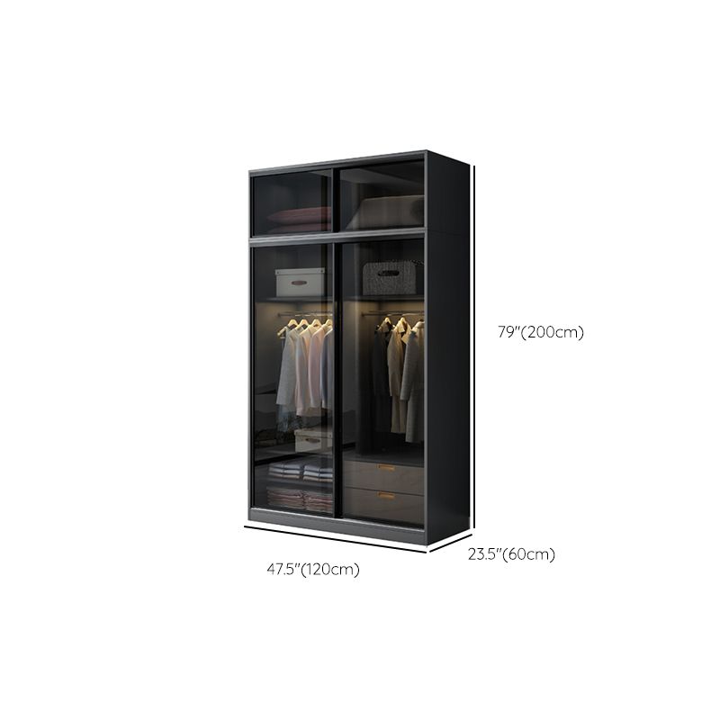 Black Wardrobe Cabinet Contemporary Glass Wardrobe Armoire for Home