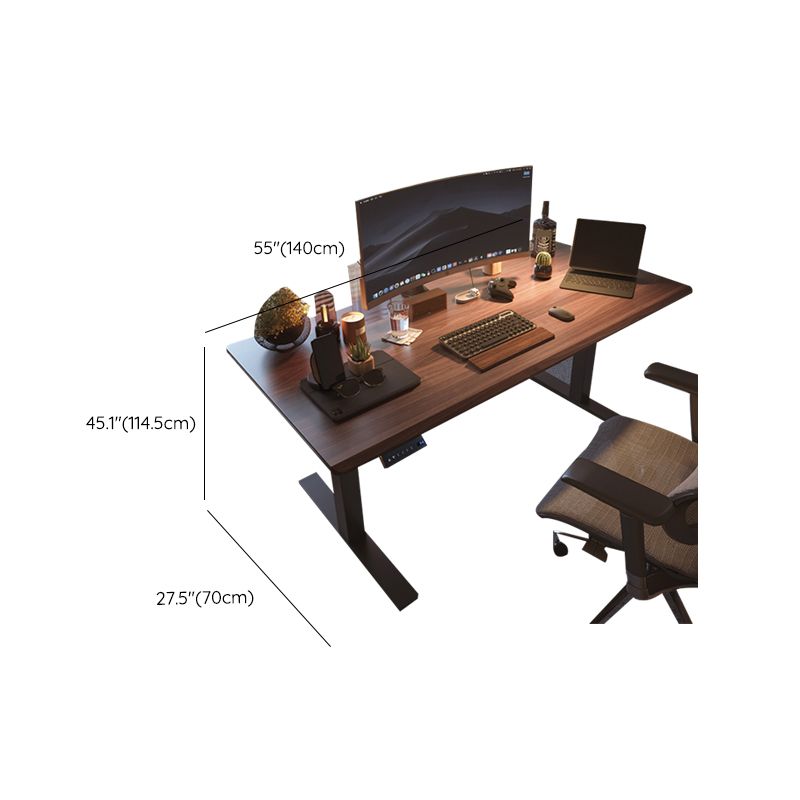 Electric Height Adjustment Computer Desk Modern Rectangular Wood Writing Desk