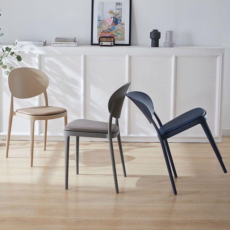 Contemporary Stackable Plastic Chair Open Back Kitchen Armless Chairs