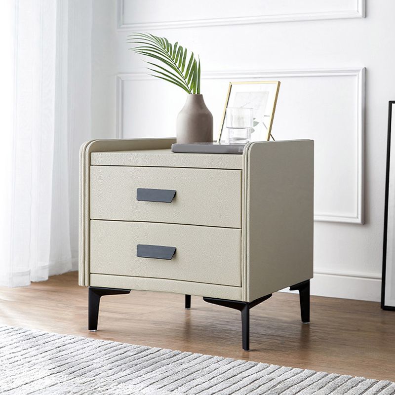 Wood and Stone Bedside Cabinet Modern Drawers Included Night Table Drawer Storage