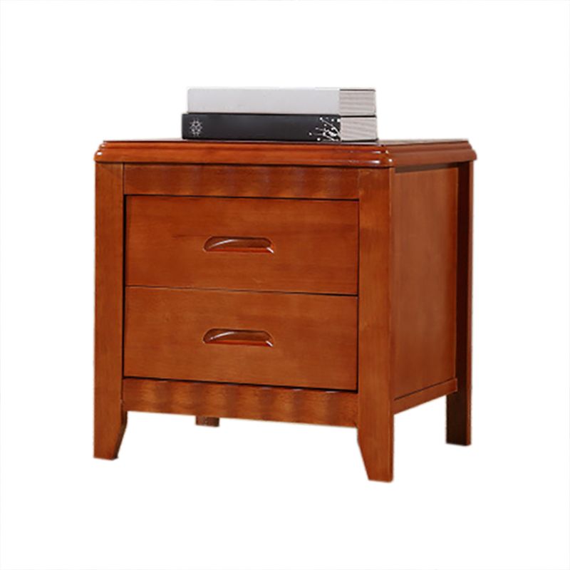 Traditional Lower Shelf Nightstand Solid Wooden Bedside Cabinet with Drawers for Bedroom