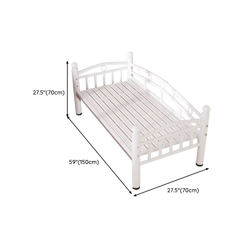 Metal Crib in White Industrial Iron Crib with Guardrails Nursery Bed