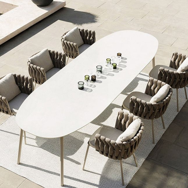 Modern Geometric Courtyard Table Stone Waterproof Outdoor Table