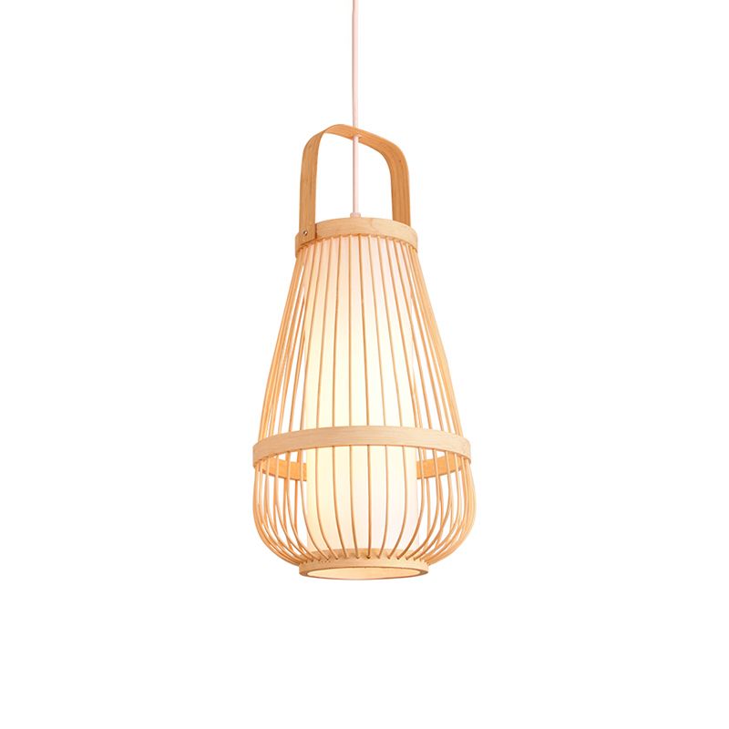 Basket Bamboo Cioncant Light Contemporary Sospensione a bulba singola Lampada