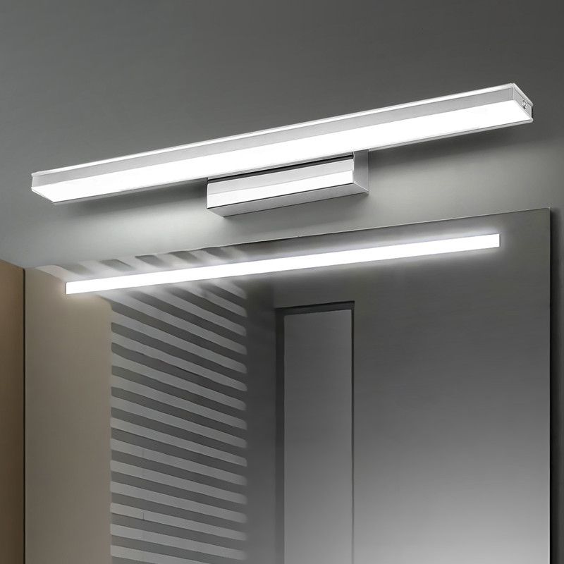 Forma rectángulo tocador de tocador moderno 1 luz de espejo LED de luz para baño en plata