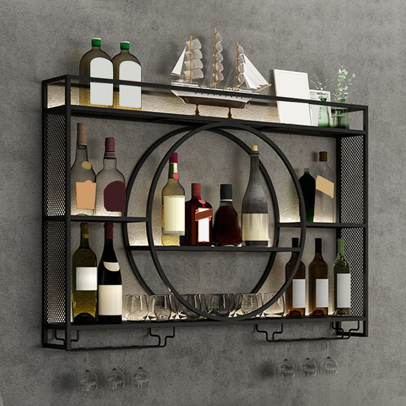 Metal Wine Holder Rack Contemporary Wall Mounted Wine Rack Kit without Light