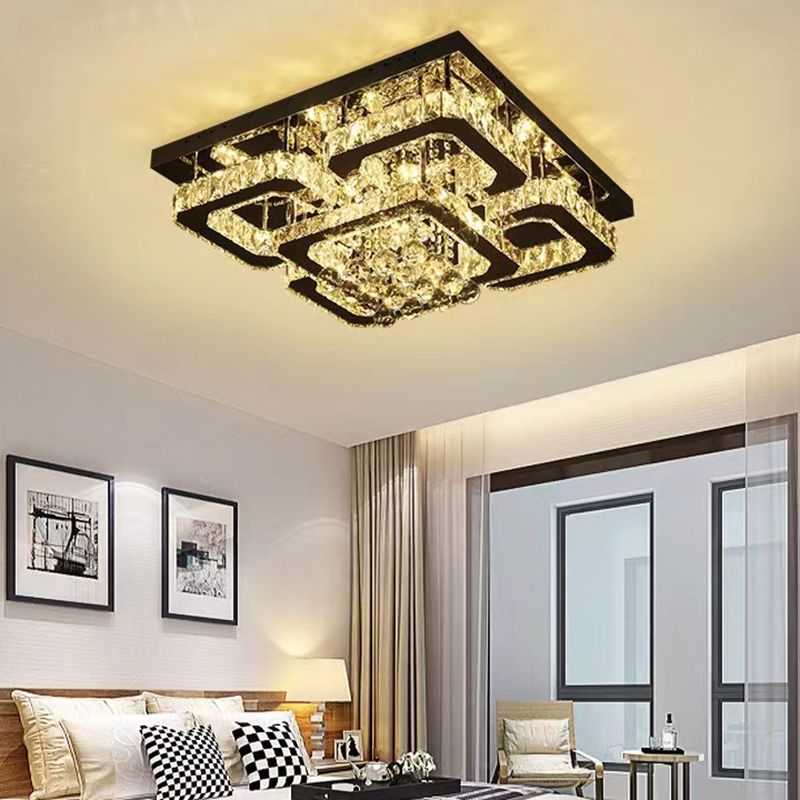 Crystal Geometric Flush Light Modern Flush Mount Lighting for Living Room