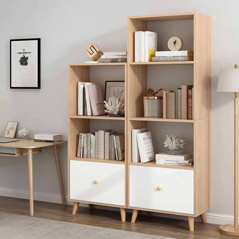 Contemporary Floor Engineered Wood Bookcase Open Shelf for Home