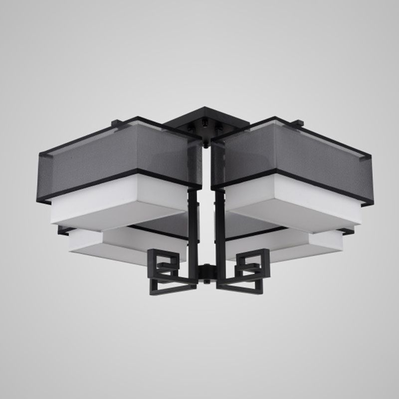 Modern Style Geometry Shape Flush Mount Fabric Ceiling Light for Bedroom