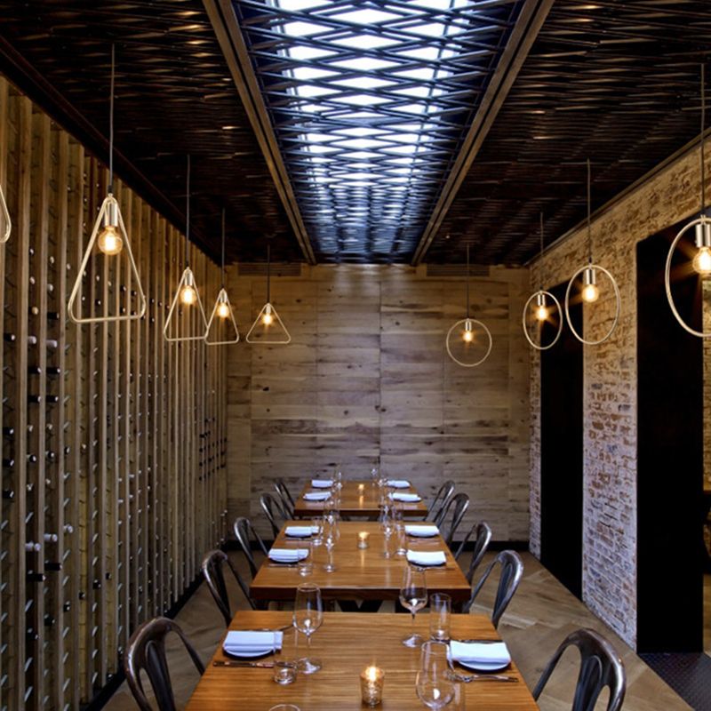 Metal Geométrico Costrista Luz de lámpara Restaurante de estilo loft colgante de luz en oro