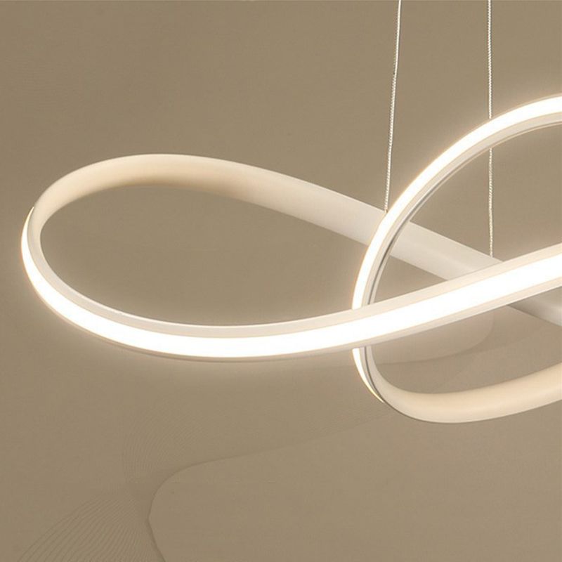 Aluminium Linear LED Pendant Light in Modern Simplicity Silica Gel Hanging Lamp for Dining Room