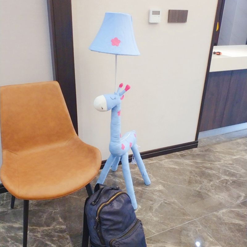 Rote/gelbe Glockenfarbton stehende Stehlampe Kinder 1 Kopfstoff Stofflampe mit Giraffe -Basis für Wohnzimmer