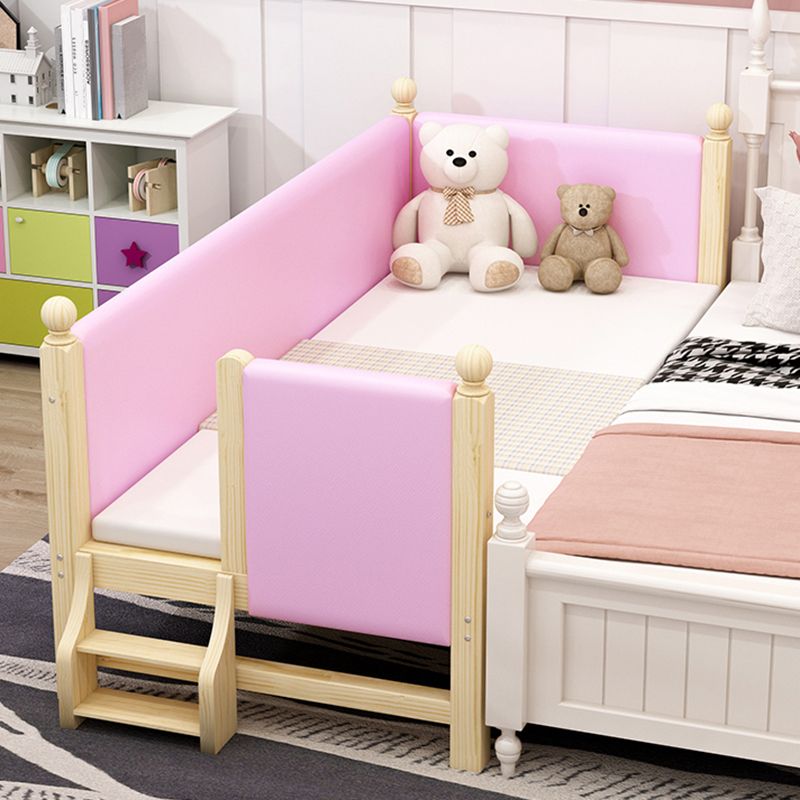 Solid Wood  Baby Crib Modern Light Wood Nursery Bed with Guardrail