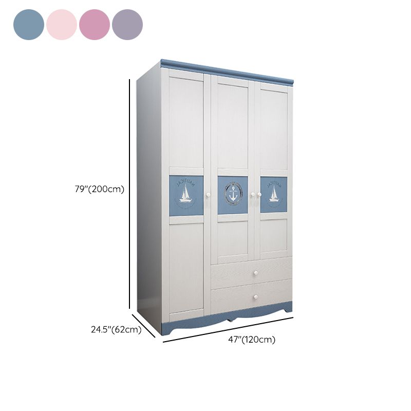 Solid Wood Wardrobe Armoire with Garment Rod Modern Youth Armoire