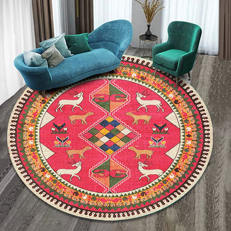 Nice Multi Colored Boho Rug Synthetics Flower Carpet Anti-Slip Backing Washable Stain Resistant Rug for Family Room