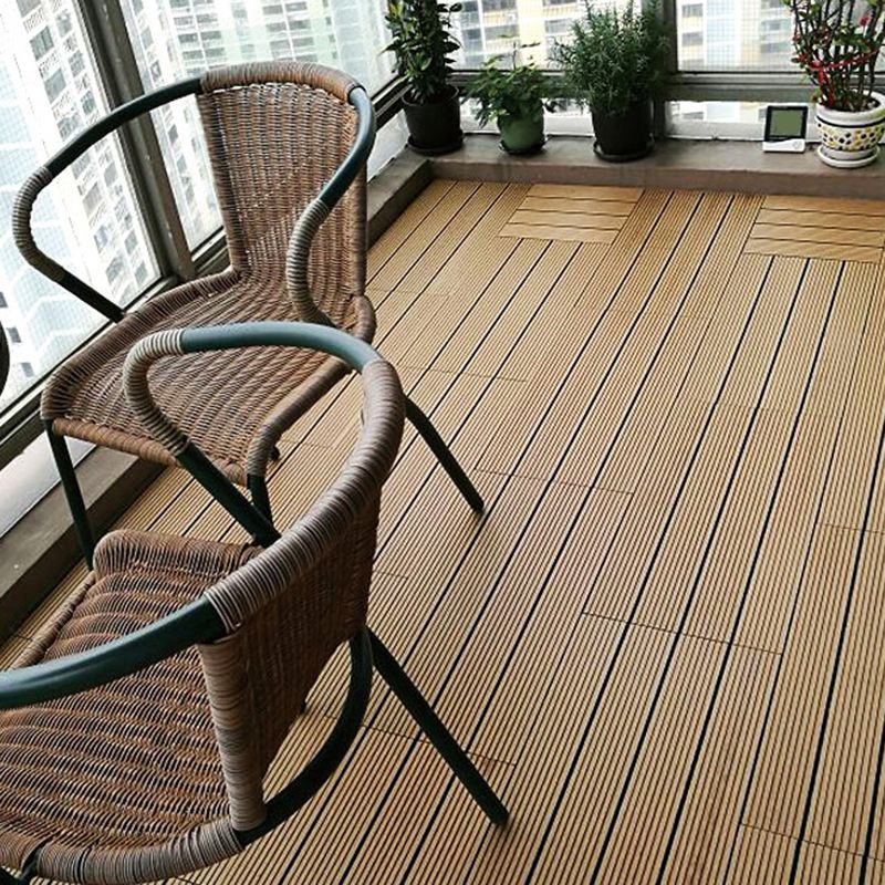 Wire Brushed Wood Floor Tile Click Lock Engineered Wood for Patio Garden