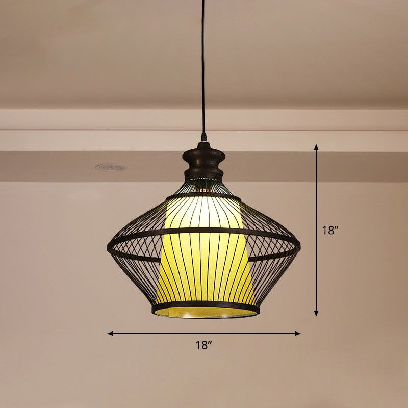 Curvy Tea Room a sospensione Bamboo Bamboo Single South-East Asia Suspension Lampone