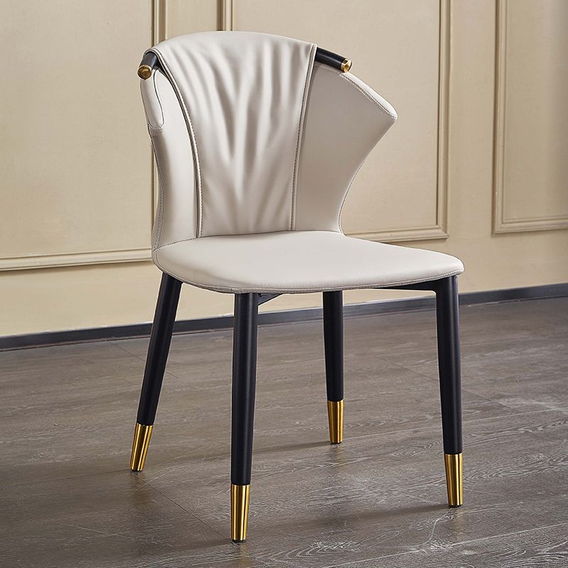 Glam Style Armless Chair Faux Leather Wingback Parsons Chair for Kitchen