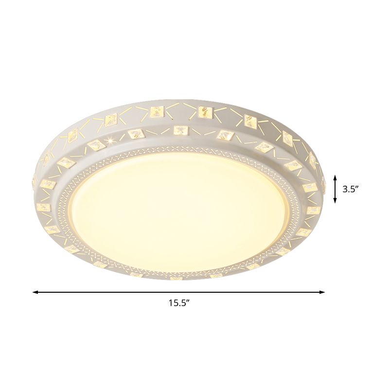 White Drum Ceiling Flush Mount mit Crystal Accent Modern Bedroom LED Flush Mount Halterung, 16 "/19.5" Breite