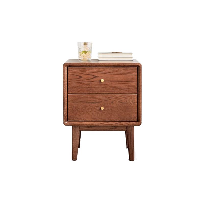 Walnut Solid Wood Kids Bedside Table 2 Drawers Nursery Nightstand