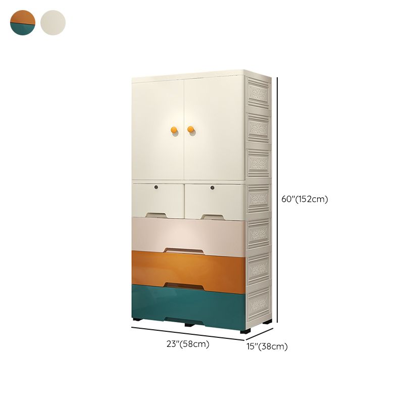 Contemporary Kid's Wardrobe Plastic Kids Closet with Drawers for Bedroom