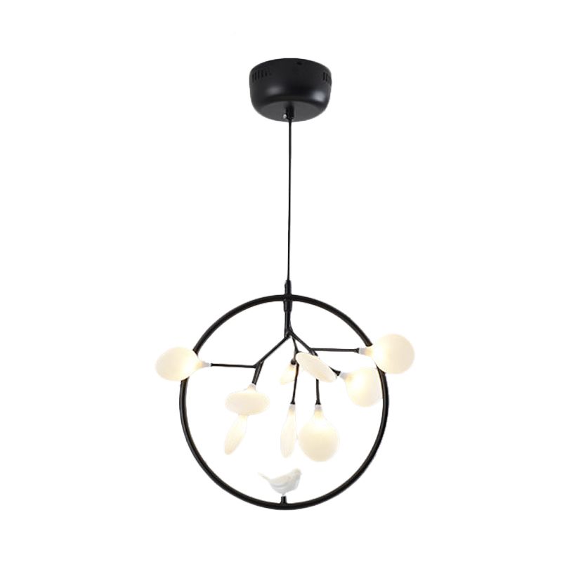 Twig Balcony Hanging Light with Bird Deco Glass Metal Modern Stylish Chandelier