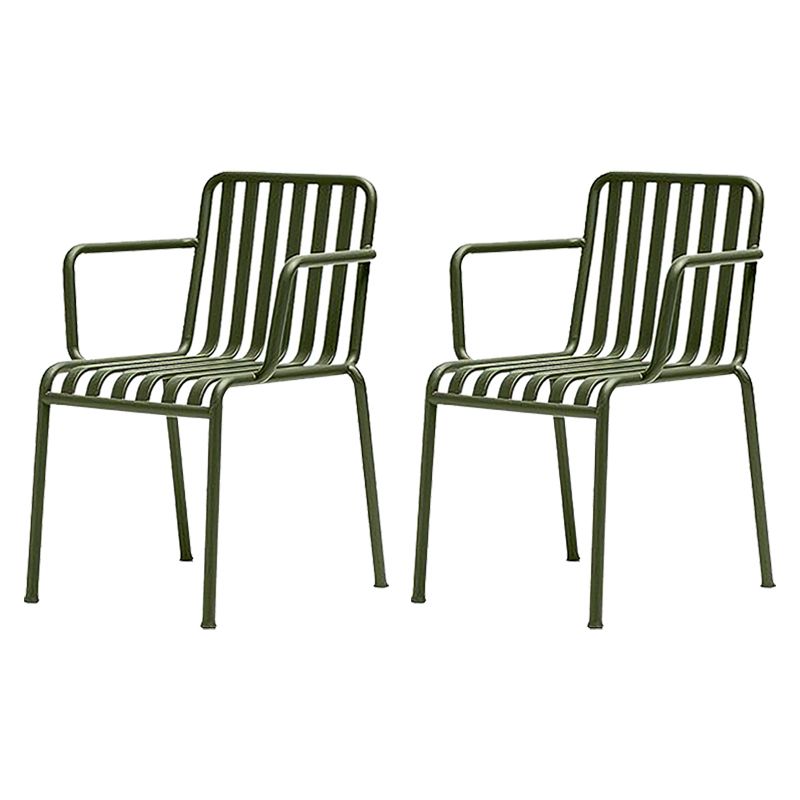 Modern Outdoor Chair Green Open Back With Arm Patio Dining Armchair