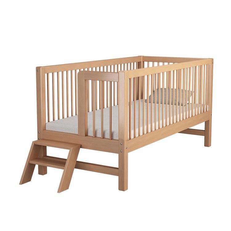 Convertible Wooden Crib with Guardrail Standard Crib with Stairway