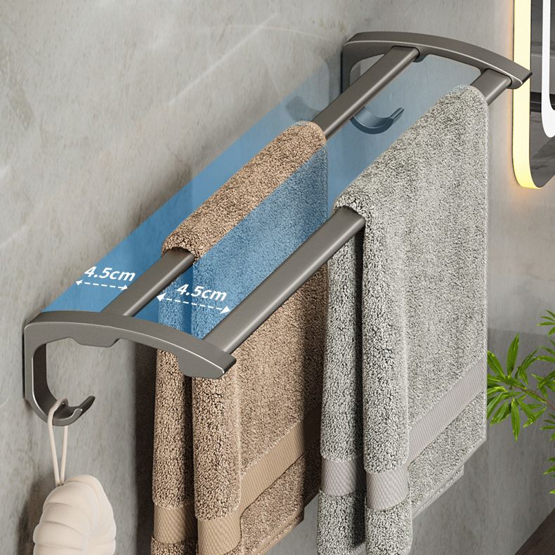 Modern Gray Bathroom Accessory Set Aluminum Stainless Bath Shelf/Robe Hooks/Towel Bar