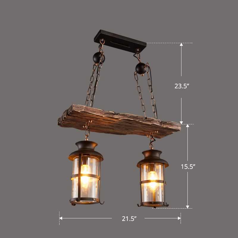 Nautical Style Lantern Chandelier Lamp Wooden Ceiling Pendant Light for Restaurant