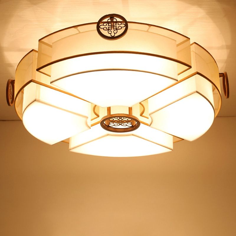 Fabric Geometric Flush Ceiling Light Modern Multi Lights Flush Light Fixtures in Brass
