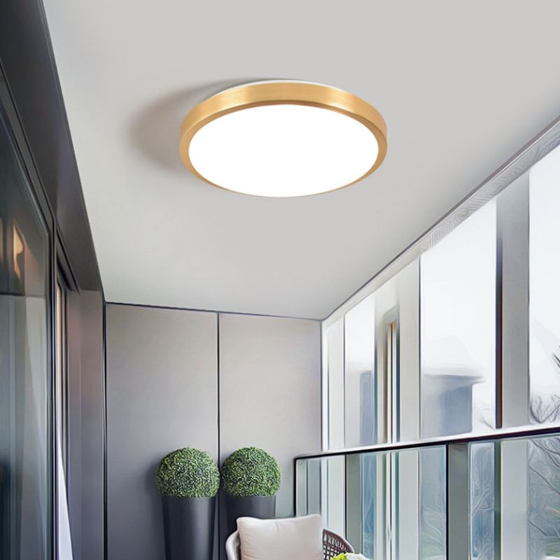 Round Living Room Flush Mount Lampada da Soffitto Metallo LED Modern Flush Lampada da Soffitto in Oro