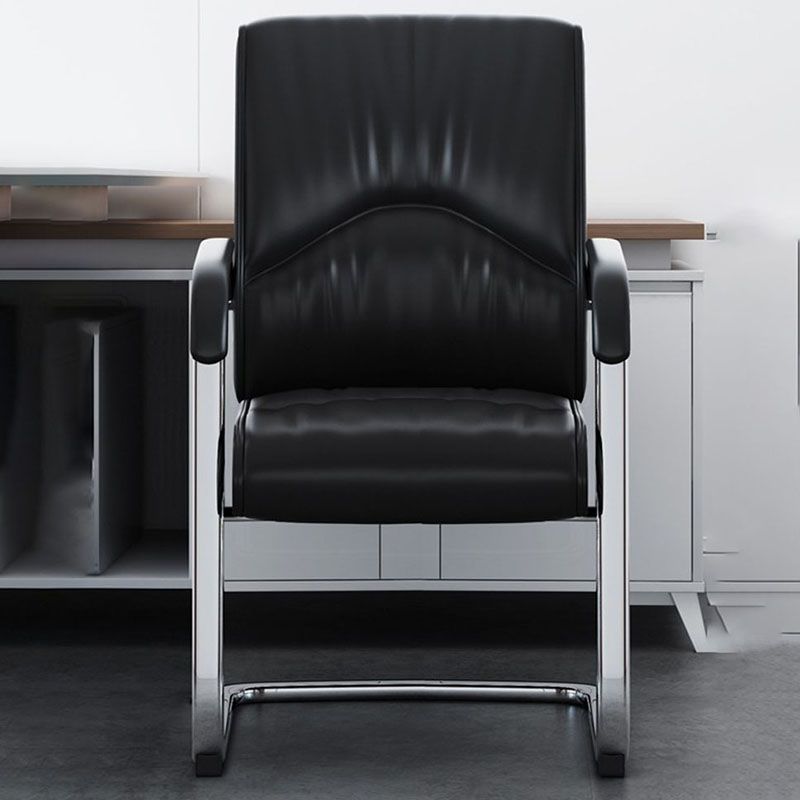 Modern Leather Management Conference Chair No Wheels Conference Chair