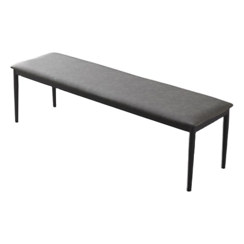 Mid-Century Modern Waterproof Bench Faux Leather Dining Bench with Metal Legs