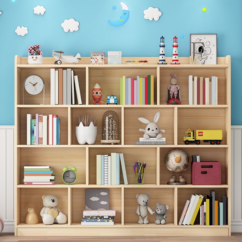 Scandinavian Book Shelf Freestanding Cubby Storage Bookcase in Pine