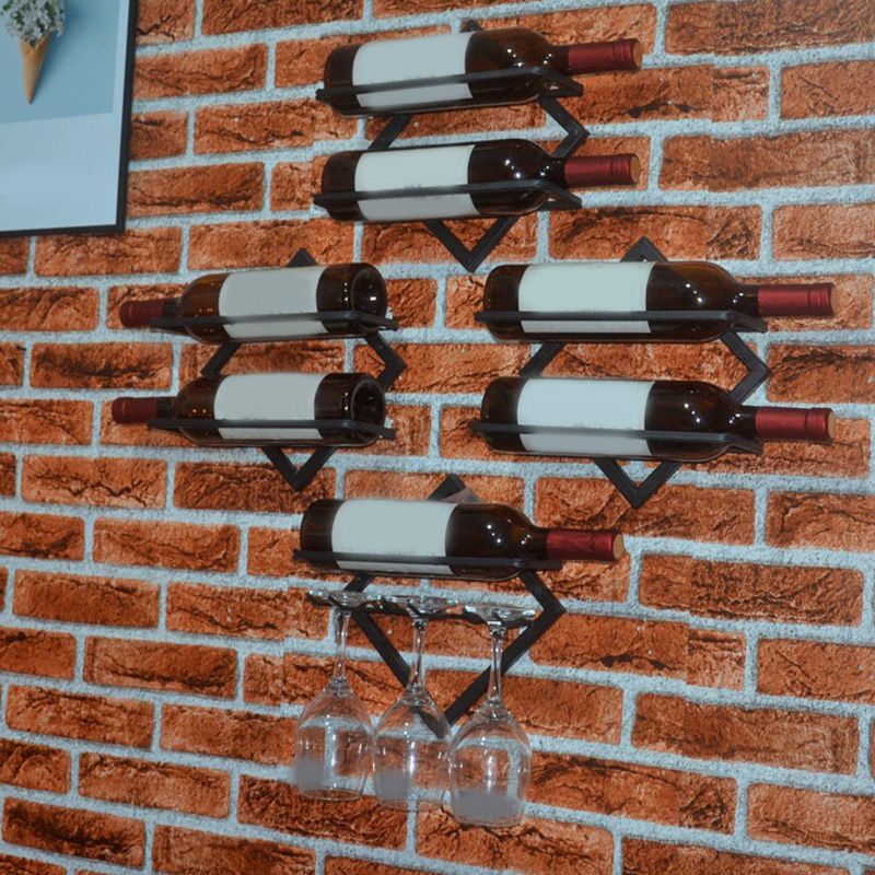 Metal Wall Mounted Wine Rack Glam Simple Bottle Holder for Kitchen