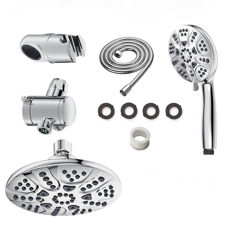 Contemporary Shower Combo Dual Shower Head Chrome Ceiling Mounted Round Shower Head