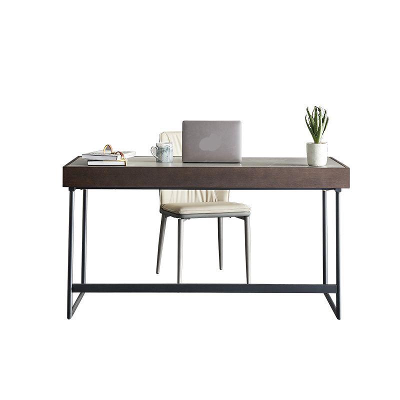 Rectangular Shape Contemporary Office Desk Stone Task Desk with 2 Legs in Grey