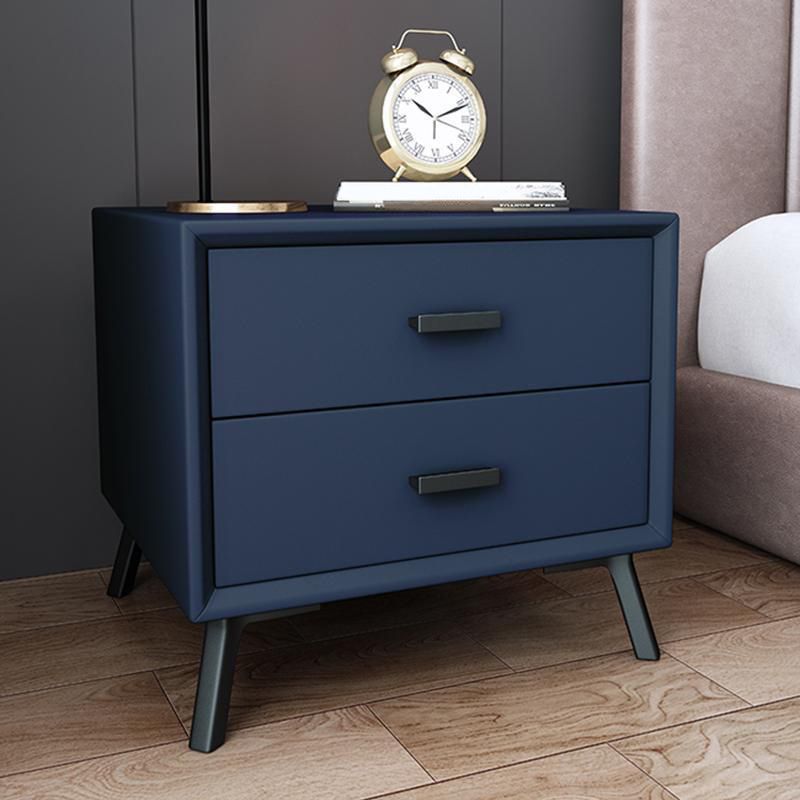 Two Drawer Solid Color Wood Nightstand 19.2"Tall Night Table