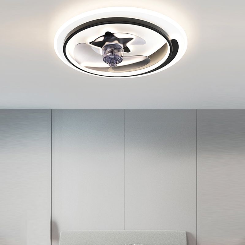 Carton de la lampe à fans de plafond en métal moderne LED Fush Mount Lightture avec une lame de ventilateur transparent