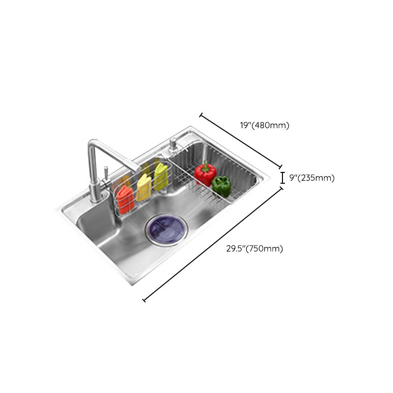 Stainless Steel Kitchen Sink 2 Holes Overflow Hole Design Drop-In Kitchen Sink