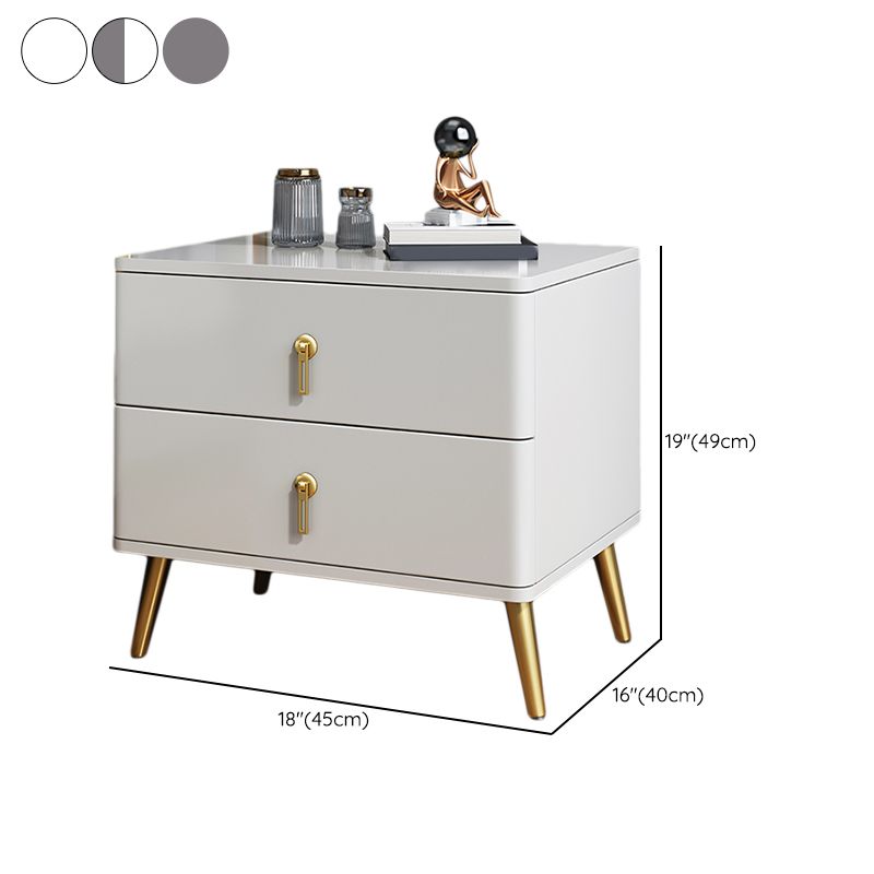 Modern Accent Table Nightstand 2 Drawers Wood Night Table for Bedroom