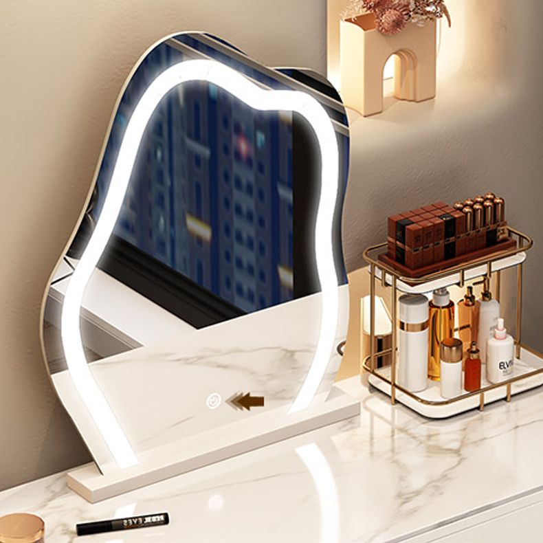 Contemporary Lighted Mirror Makeup Vanity Desk White Vanity Dressing Table Set