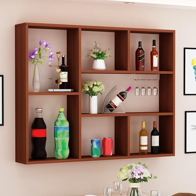 Wood Wall Mounted Wine Rack Modern Wine Rack with Shelf for Kitchen