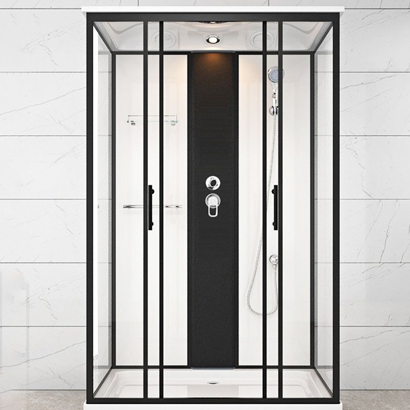 Contemporary Shower Stall Black Framed Tempered Glass Shower Stall