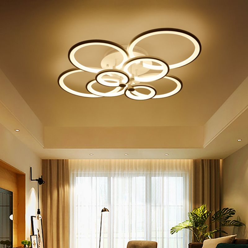 Circle Metal LED Starburst Flush Mount Modern Style Ceiling Light Fixture for Living Room