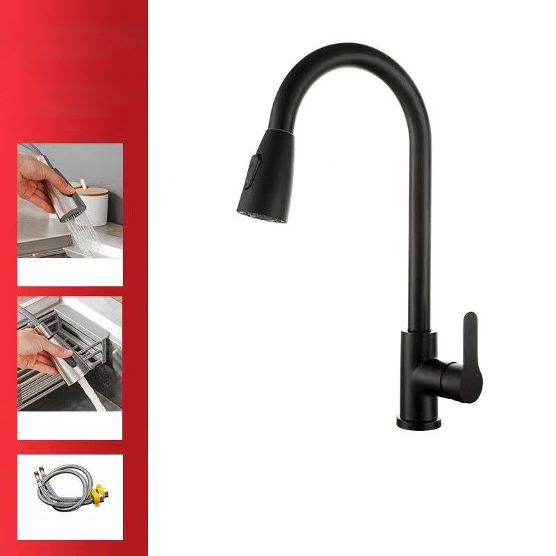 Modern 1-Handle 1-Hole Faucet Stainless Steel with Pull out Sprayer Faucet