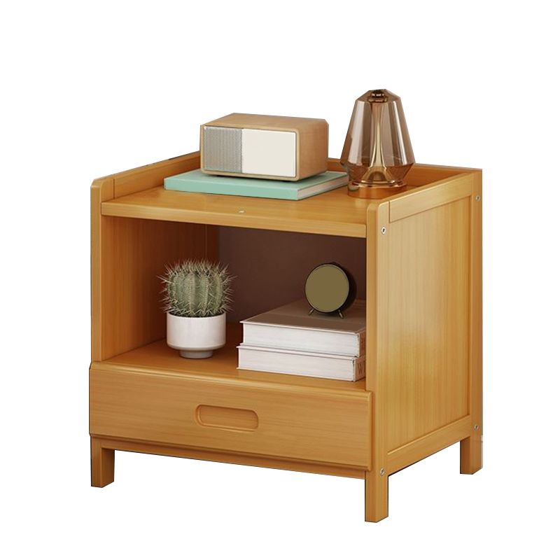 Solid Wood Bed Nightstand Drawer Storage Modern 16 Inch H Night Table with Legs