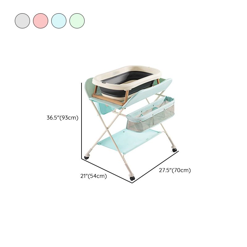 Flat Top Baby Changing Table Metal Changing Table with Shelf and Safety Rails