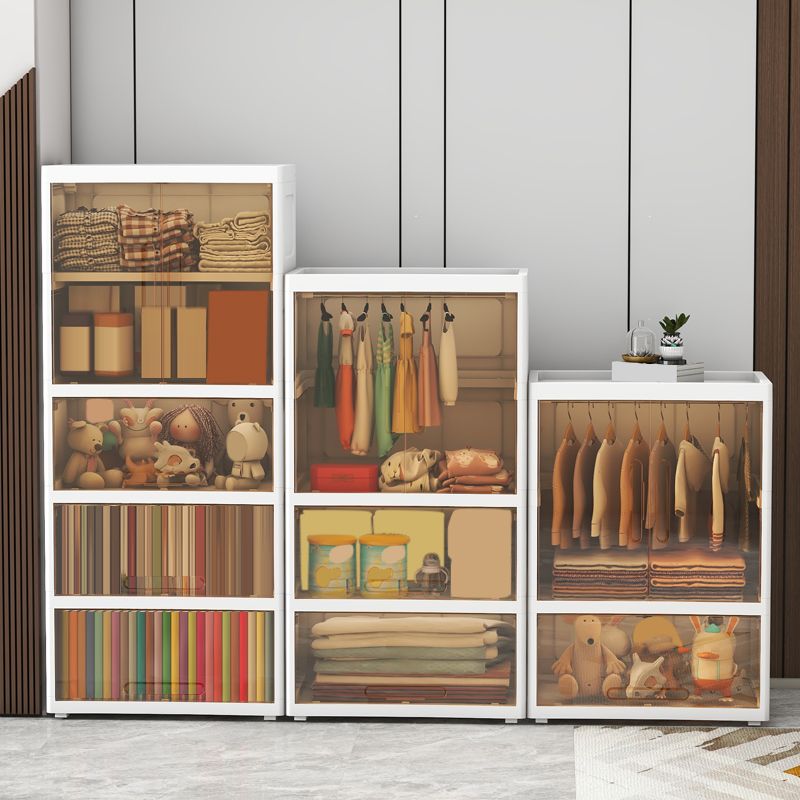 Modern Style Plastic Kids Closet Door Included Youth Armoire for Home